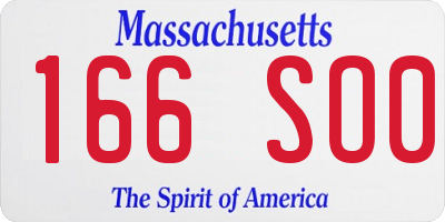MA license plate 166SO0