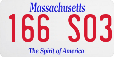 MA license plate 166SO3