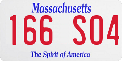MA license plate 166SO4