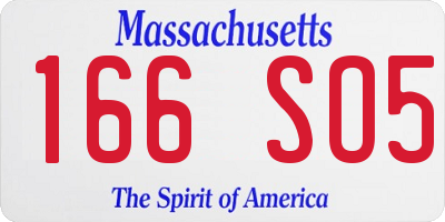 MA license plate 166SO5