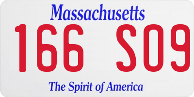 MA license plate 166SO9