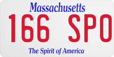 MA license plate 166SP0