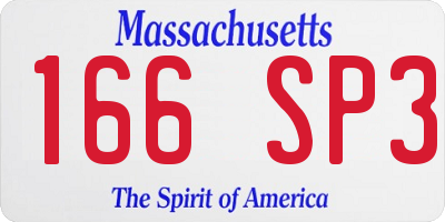 MA license plate 166SP3