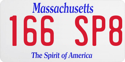 MA license plate 166SP8