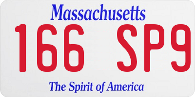 MA license plate 166SP9