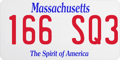 MA license plate 166SQ3
