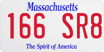 MA license plate 166SR8