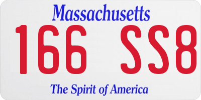 MA license plate 166SS8
