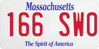 MA license plate 166SW0