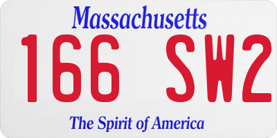MA license plate 166SW2