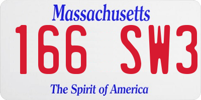 MA license plate 166SW3