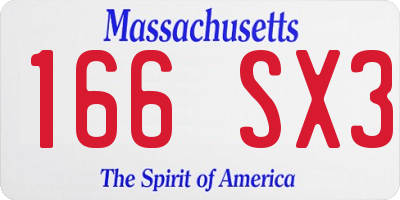 MA license plate 166SX3
