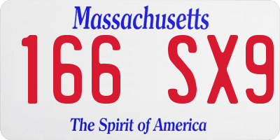 MA license plate 166SX9