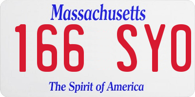 MA license plate 166SY0