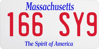 MA license plate 166SY9