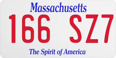 MA license plate 166SZ7