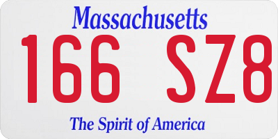 MA license plate 166SZ8