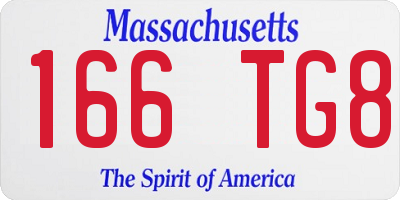 MA license plate 166TG8