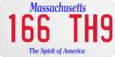 MA license plate 166TH9