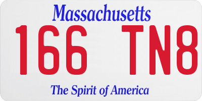 MA license plate 166TN8