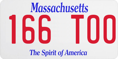 MA license plate 166TO0