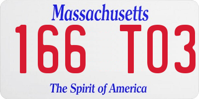 MA license plate 166TO3