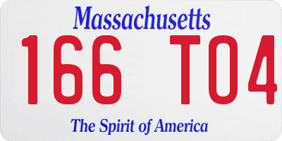 MA license plate 166TO4