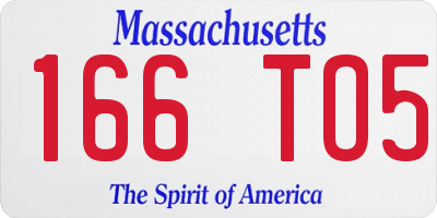 MA license plate 166TO5