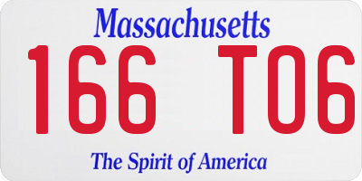 MA license plate 166TO6