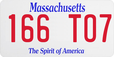 MA license plate 166TO7