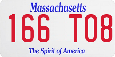 MA license plate 166TO8
