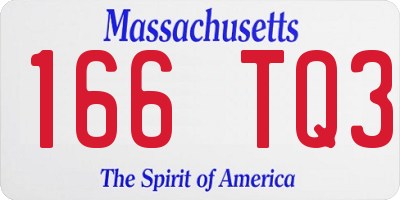 MA license plate 166TQ3