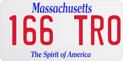 MA license plate 166TR0