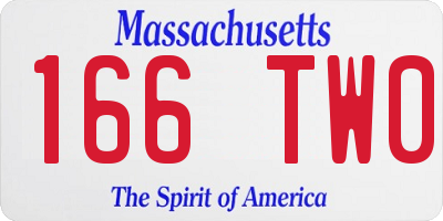 MA license plate 166TW0