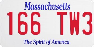 MA license plate 166TW3