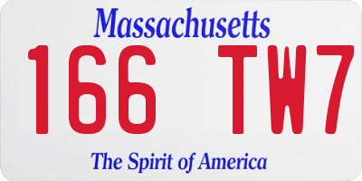 MA license plate 166TW7