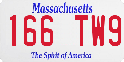 MA license plate 166TW9