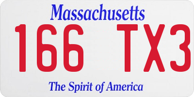 MA license plate 166TX3