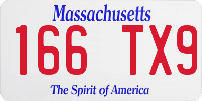 MA license plate 166TX9