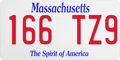 MA license plate 166TZ9