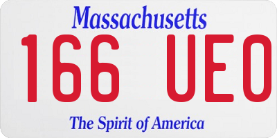 MA license plate 166UE0