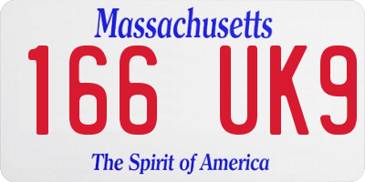 MA license plate 166UK9