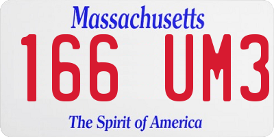 MA license plate 166UM3
