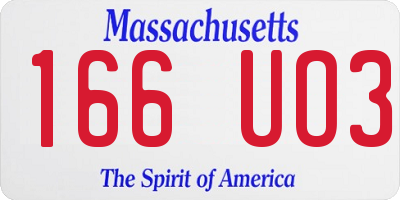 MA license plate 166UO3