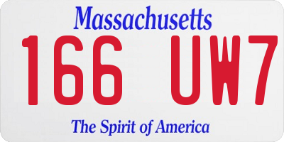 MA license plate 166UW7