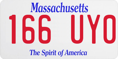 MA license plate 166UY0