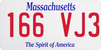 MA license plate 166VJ3