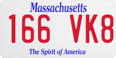 MA license plate 166VK8