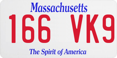 MA license plate 166VK9