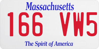 MA license plate 166VW5